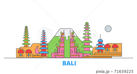 Indonesia, Bali line cityscape, flat vector. Travel city landmark, oultine illustration, line world icons 71639225