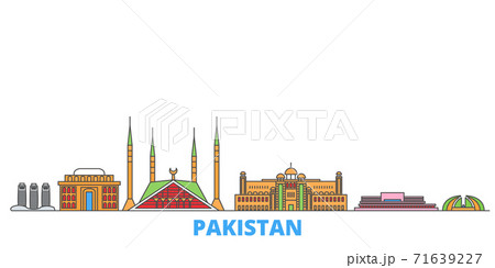 Pakistan, Islamabad line cityscape, flat vector. Travel city landmark, oultine illustration, line world icons 71639227