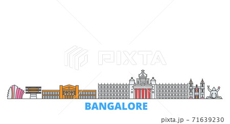 India, Bangalore line cityscape, flat vector. Travel city landmark, oultine illustration, line world icons 71639230