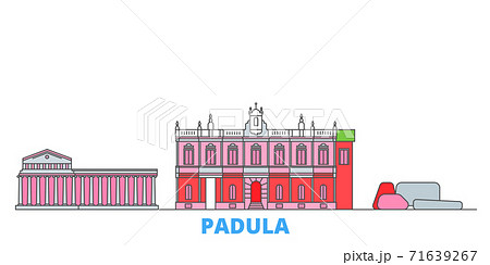 Italy, Padula line cityscape, flat vector. Travel city landmark, oultine illustration, line world icons Italy, Padula line cityscape, flat vector. Travel city landmark, oultine illustration, line world icons 71639267
