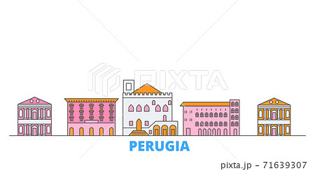 Italy, Perugia line cityscape, flat vector. Travel city landmark, oultine illustration, line world icons Italy, Perugia line cityscape, flat vector. Travel city landmark, oultine illustration, line world icons 71639307