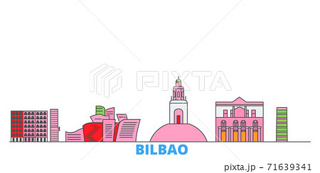 Spain, Bilbao line cityscape, flat vector. Travel city landmark, oultine illustration, line world icons 71639341