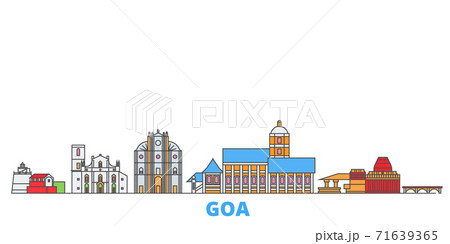 India, Goa line cityscape, flat vector. Travel city landmark, oultine illustration, line world icons 71639365