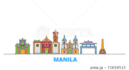 Philippines, Manila line cityscape, flat vector. Travel city landmark, oultine illustration, line world icons 71639515