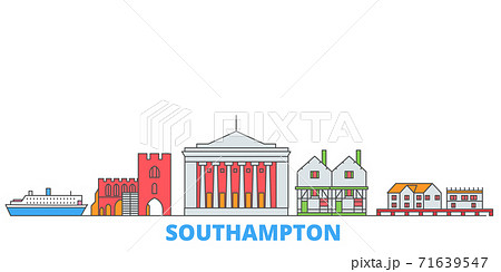 United Kingdom, Southampton line cityscape, flat vector. Travel city landmark, oultine illustration, line world icons 71639547
