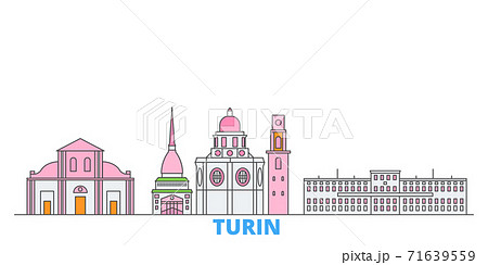 Italy, Turin line cityscape, flat vector. Travel city landmark, oultine illustration, line world icons 71639559