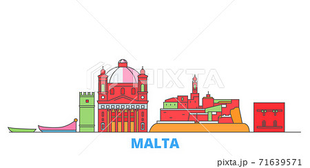 Malta line cityscape, flat vector. Travel city landmark, oultine illustration, line world icons 71639571