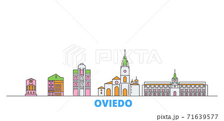 Spain, Oviedo line cityscape, flat vector. Travel city landmark, oultine illustration, line world icons 71639577