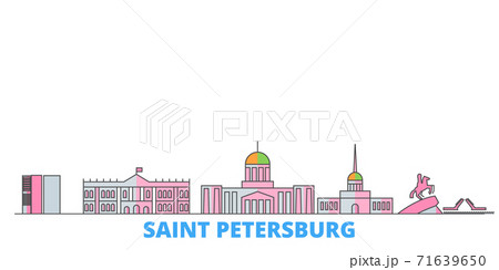 Russia, Saint Petersburg City line cityscape, flat vector. Travel city landmark, oultine illustration, line world icons 71639650