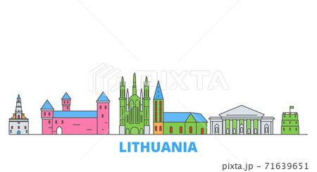 Lithuania line cityscape, flat vector. Travel city landmark, oultine illustration, line world icons 71639651