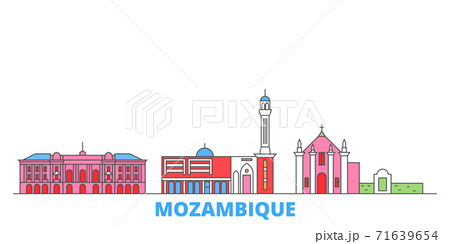 Mozambique line cityscape, flat vector. Travel city landmark, oultine illustration, line world icons 71639654