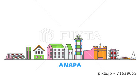 Russia, Anapa line cityscape, flat vector. Travel city landmark, oultine illustration, line world icons 71639655