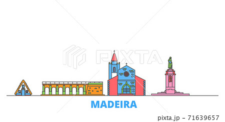 Portugal, Madeira line cityscape, flat vector. Travel city landmark, oultine illustration, line world icons 71639657