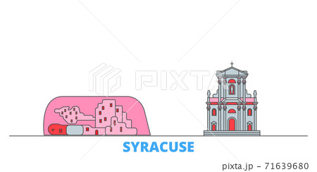 Italy, Syracuse City line cityscape, flat vector. Travel city landmark, oultine illustration, line world icons Italy, Syracuse City line cityscape, flat vector. Travel city landmark, oultine illustration, line world icons 71639680