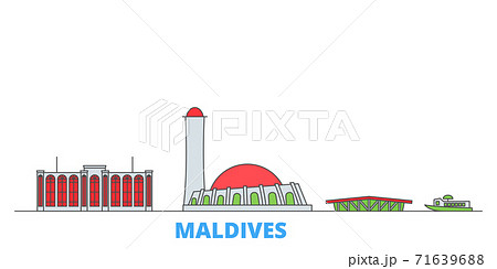 Maldives line cityscape, flat vector. Travel city landmark, oultine illustration, line world icons Maldives line cityscape, flat vector. Travel city landmark, oultine illustration, line world icons 71639688