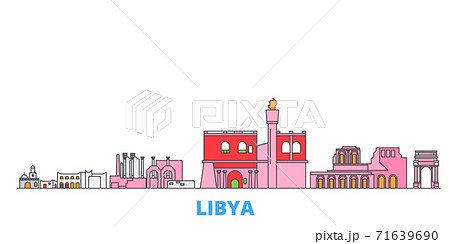 Libya line cityscape, flat vector. Travel city landmark, oultine illustration, line world icons 71639690