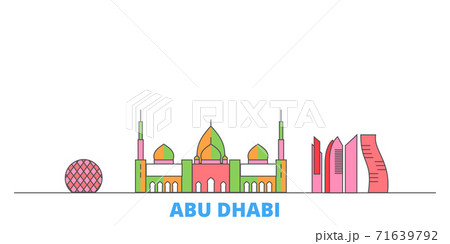 United Arab Emirates, Abu Dhabi City line cityscape, flat vector. Travel city landmark, oultine illustration, line world icons 71639792