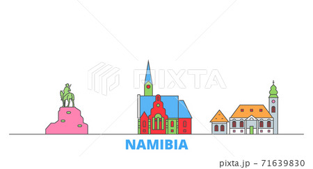 Namibia line cityscape, flat vector. Travel city landmark, oultine illustration, line world icons Namibia line cityscape, flat vector. Travel city landmark, oultine illustration, line world icons 71639830