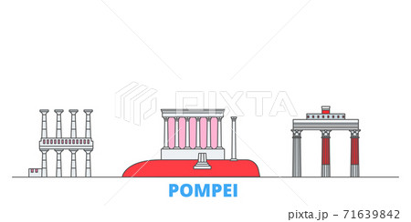 Italy, Pompei line cityscape, flat vector. Travel city landmark, oultine illustration, line world icons Italy, Pompei line cityscape, flat vector. Travel city landmark, oultine illustration, line world icons 71639842