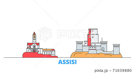 Italy, Assisi line cityscape, flat vector. Travel city landmark, oultine illustration, line world icons 71639880