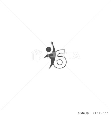 Number 6 icon logo with abstrac sucsess man in...のイラスト素材 [71640277] - PIXTA