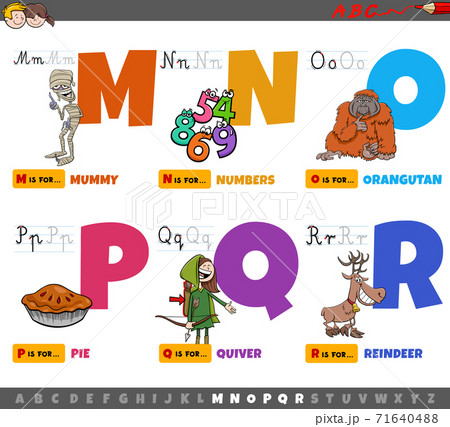 educational cartoon alphabet letters for children from M to R educational cartoon alphabet letters for children from M to R 71640488
