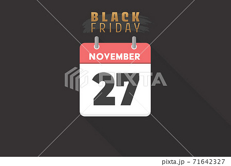 11月27日のカレンダーとブラックフライデーの文字 年のイラスト素材