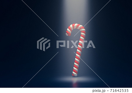 abstract candy cane on stage, floodlight illumination, 3d render 71642535