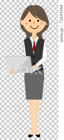 PCを持つ制服姿の女性  71643564