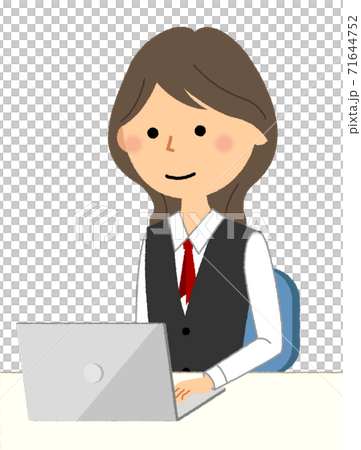 PCを操作する制服姿の女性 71644752