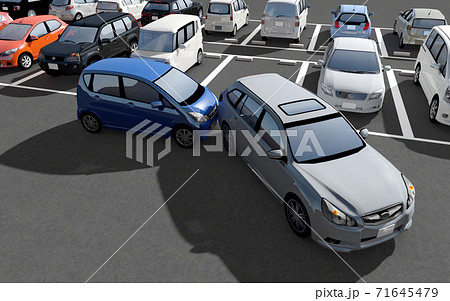 駐車場での事故イメージのイラスト素材