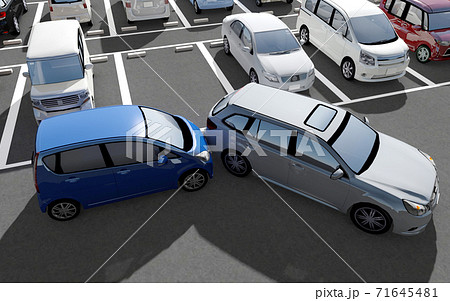駐車場での事故イメージのイラスト素材