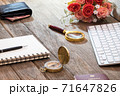 Money bag with compass and computer keyboard 71647826