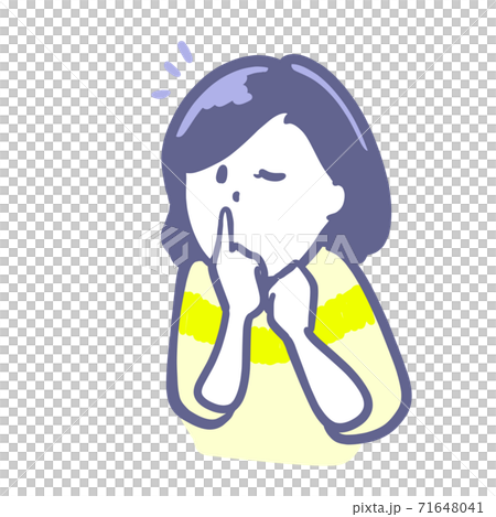 大きな声でしゃべらないで　新習慣の生活を送る女性のイラスト　2色 71648041