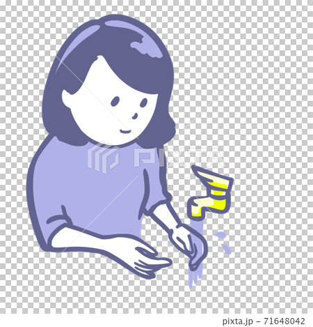 手を洗う女性のイラスト　2色 71648042