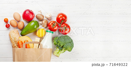 Different food in recycling paper bag Different food in recycling paper bag 71649322