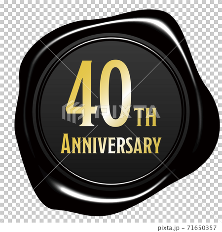 40th Anniversary Sealing wax style emblem black vector illustration background transparent 71650357