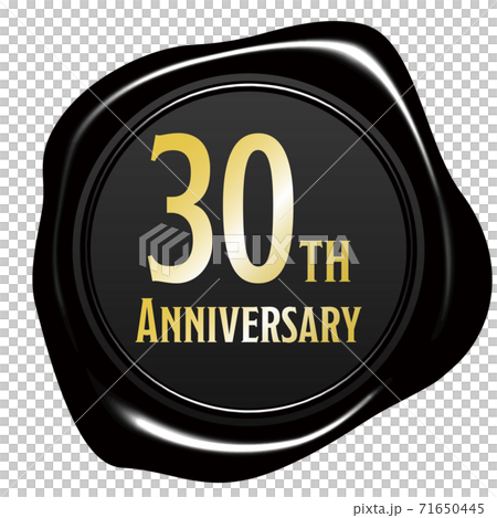 30thanniversaryシーリングワックス風エンブレム黒 ベクターイラスト背景透明のイラスト素材