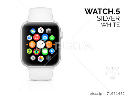 Smart watch with white bracelet realistic vector illustration 71651422