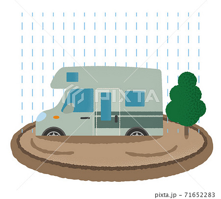 水害に遭うキャンピングカーのベクターイラストのイラスト素材 71652283 Pixta