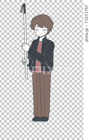 白杖を掲げてSOSを示すお兄さんのイラスト・ベクター 71653767