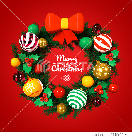 Merry Christmas and Happy New Year - modern colorful 3d banner 71654570