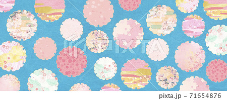 和風背景素材-春を感じさせる雪輪の和柄【5:2】 71654876