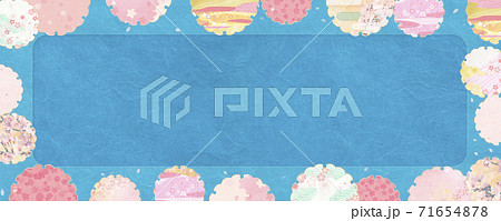 和風背景素材-春を感じさせる雪輪の和柄【5:2】 和風背景素材-春を感じさせる雪輪の和柄【5:2】 71654878