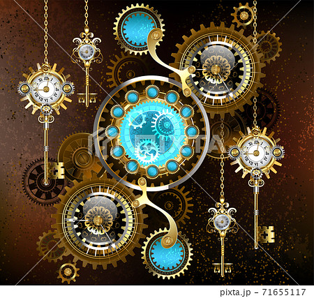 Rusty background with turquoise lenses 71655117