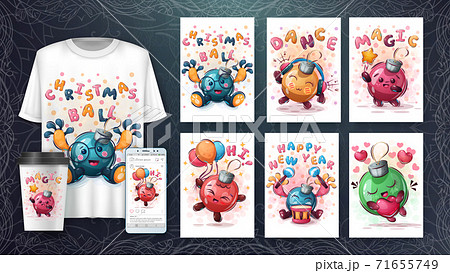 Merry christmas ball poster and merchandising 71655749