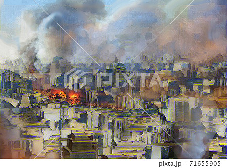 空爆された都市のイラスト素材 空爆された都市のイラスト素材