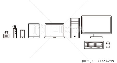 素材:パソコン・スマホ・タブレットセット(ルーター付き) 素材:パソコン・スマホ・タブレットセット(ルーター付き) 71656249