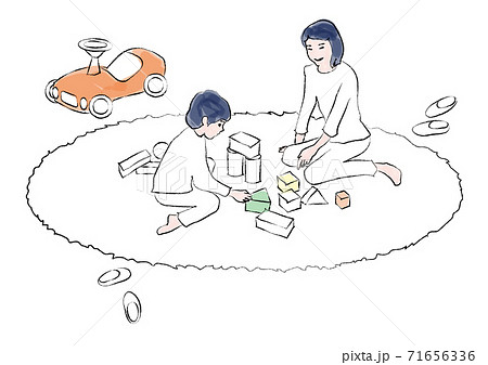 室内で遊ぶ子供たち 手描き風線画 室内で遊ぶ子供たち 手描き風線画 71656336