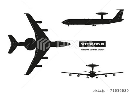 Silhouette Of Military Aircraft Top Front And のイラスト素材